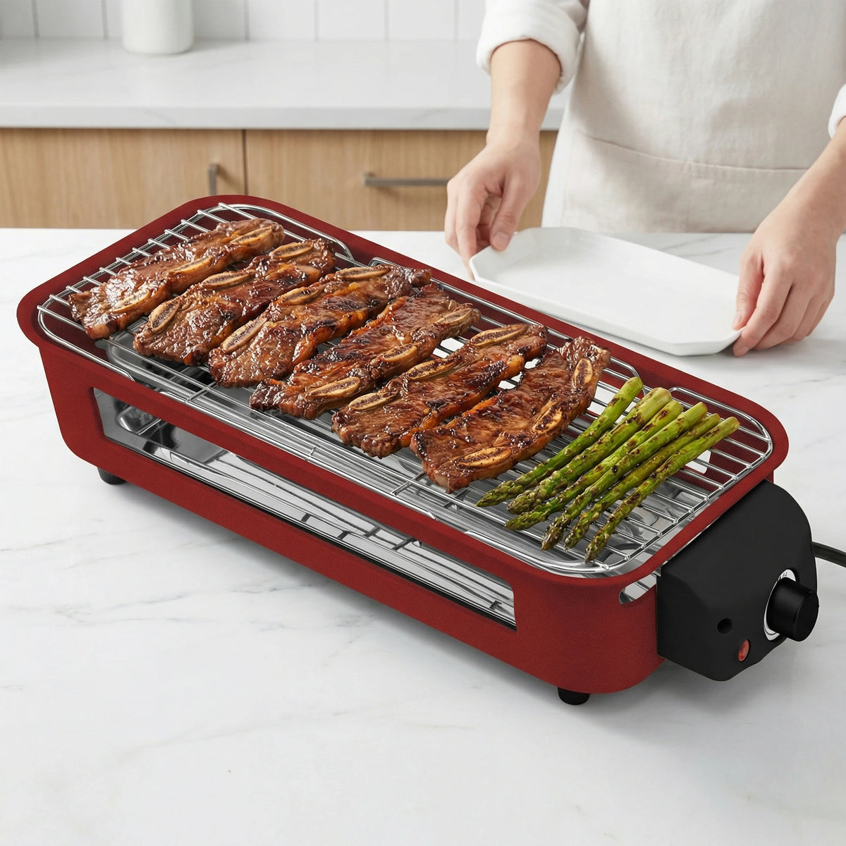 Sumetas Smokeless Electric Grill With Removable Griddle And Tray