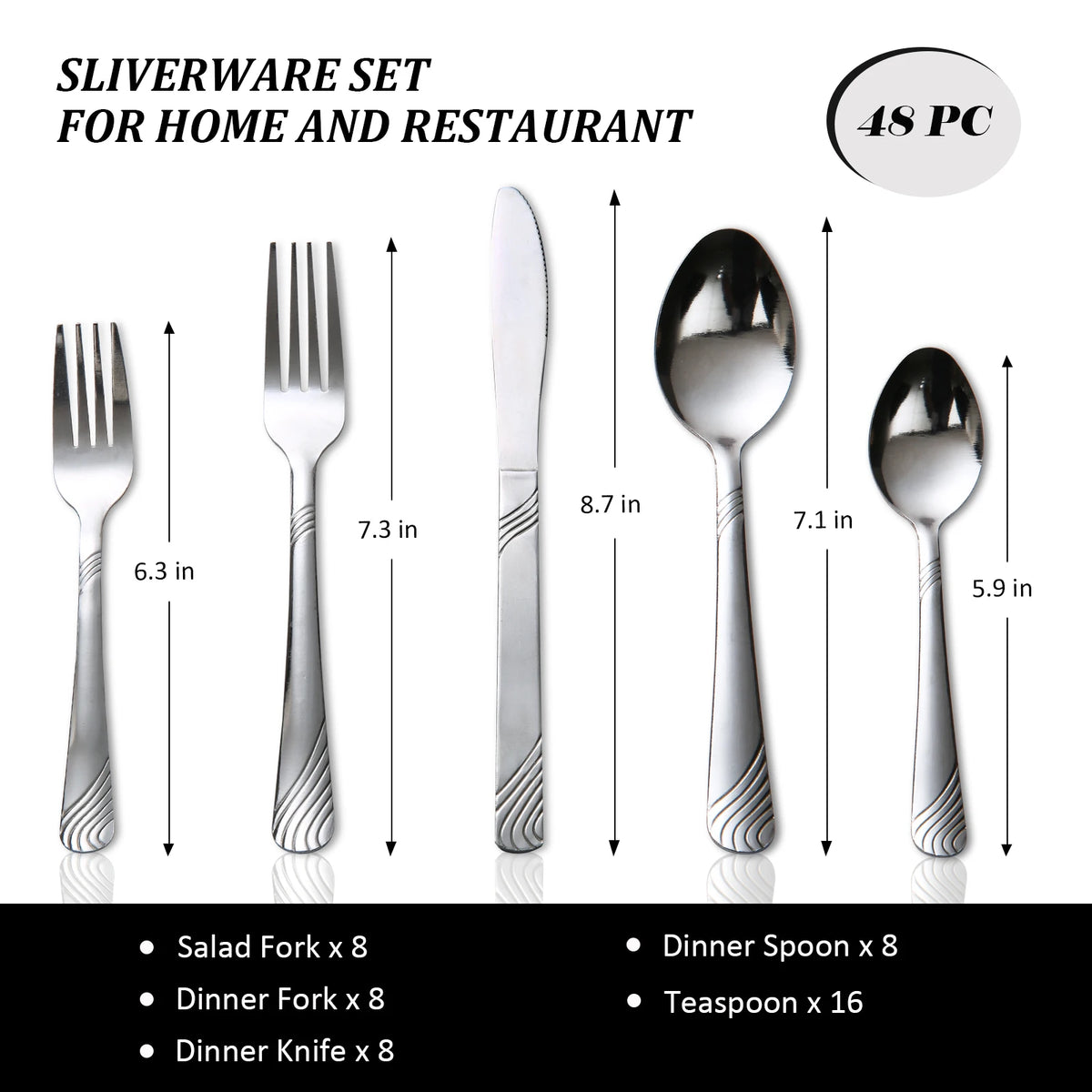 HANSMART Stainless Steel Flatware Cutlery Set for Dining and Tableware