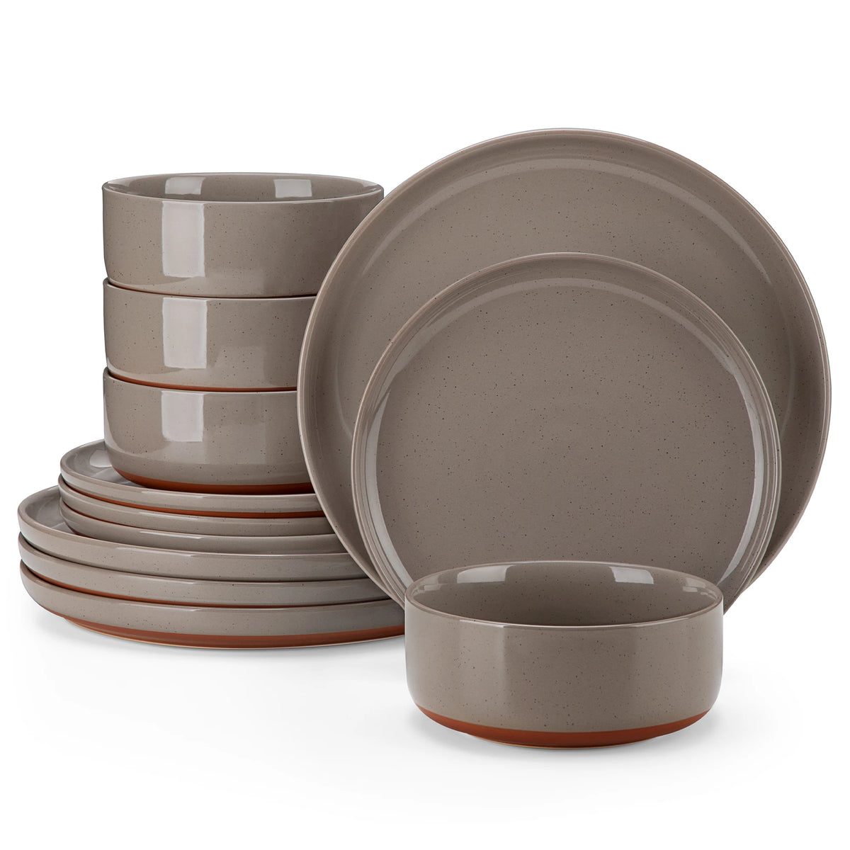 MALACASA TARA Stoneware Dinnerware Set With Curved Edge Design