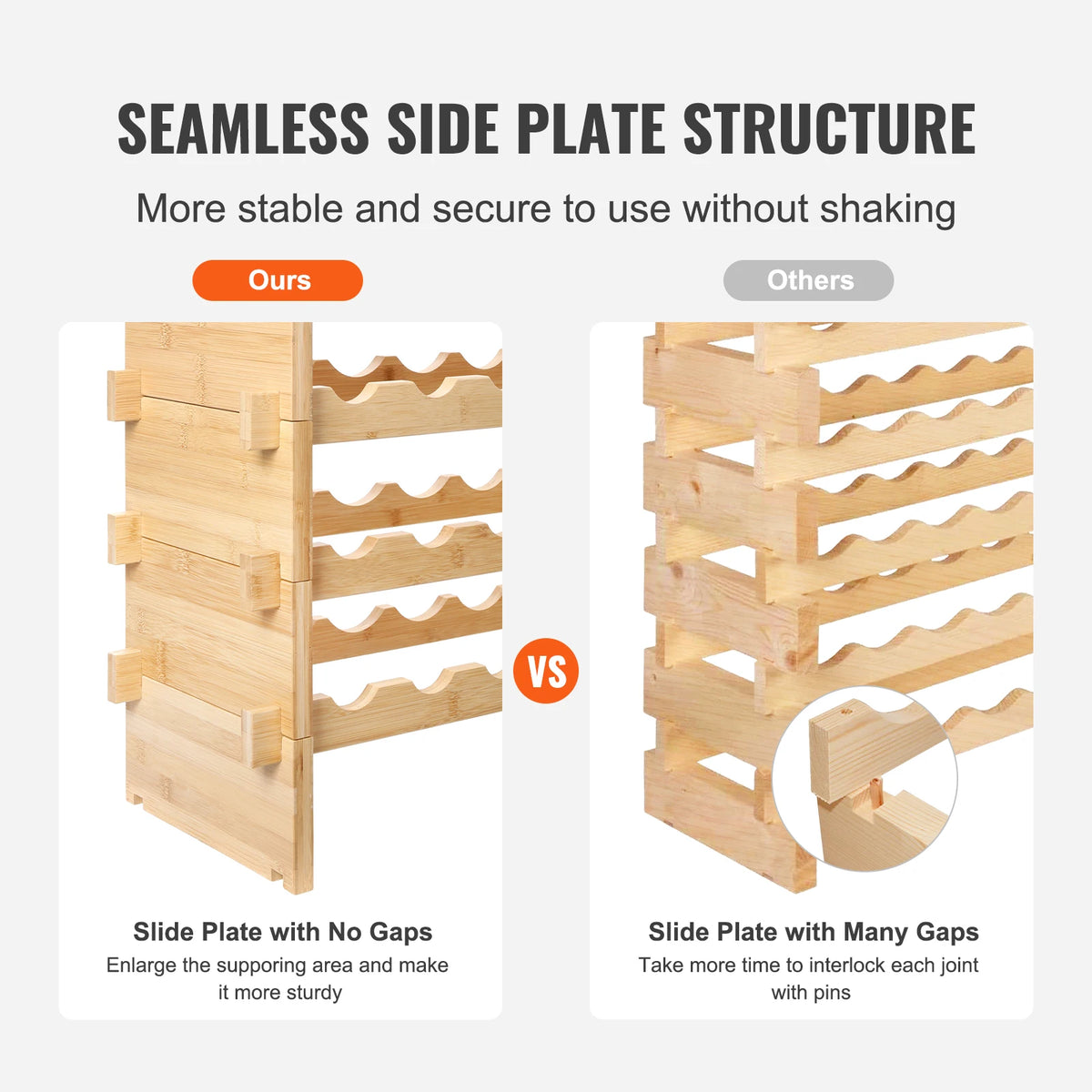 SucceBuy Stackable Bamboo Wine Rack For Kitchen Storage