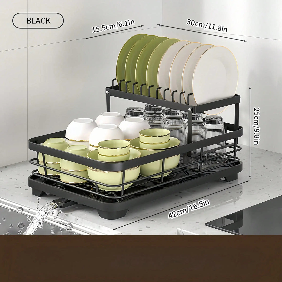 Retractable Stainless Steel Dish Rack With Pot Cup Storage