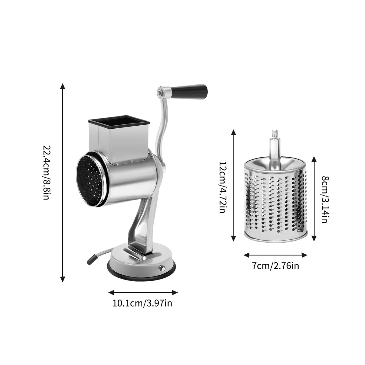 Rotary Grater W/5 Blades Stainless Steel Manual Grinder Vegetable Slicer Peanut Nuts Grinder Cheese Vegetable Shredder