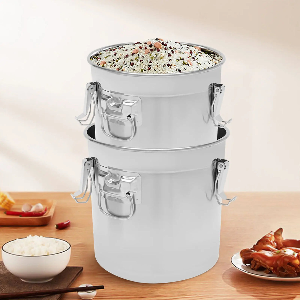 Airtight Stainless Steel Rice Storage Canister Food Container