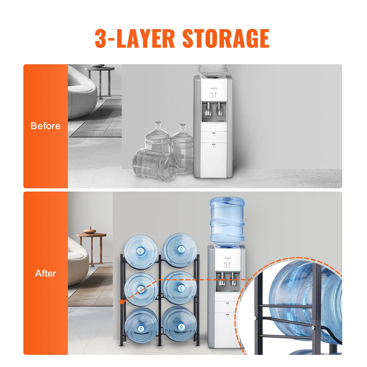 SucceBuy Multi Tier Water Jug Holder for Kitchen and Office