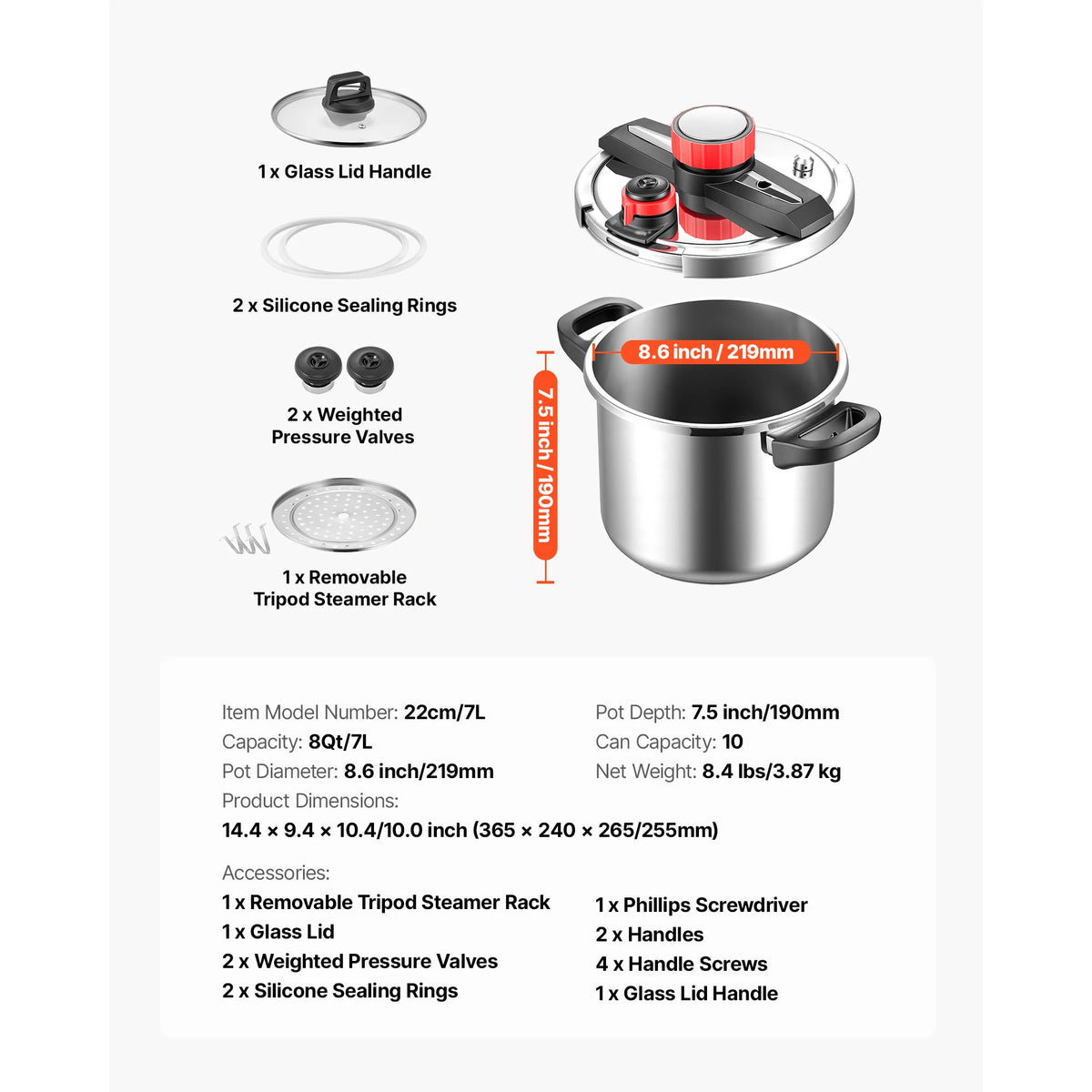 Succebuy Stainless Steel Pressure Cooker With Glass Lid Rack