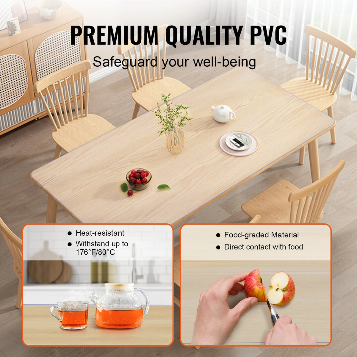 SucceBuy Waterproof PVC Tablecloth And Clear Table Protector