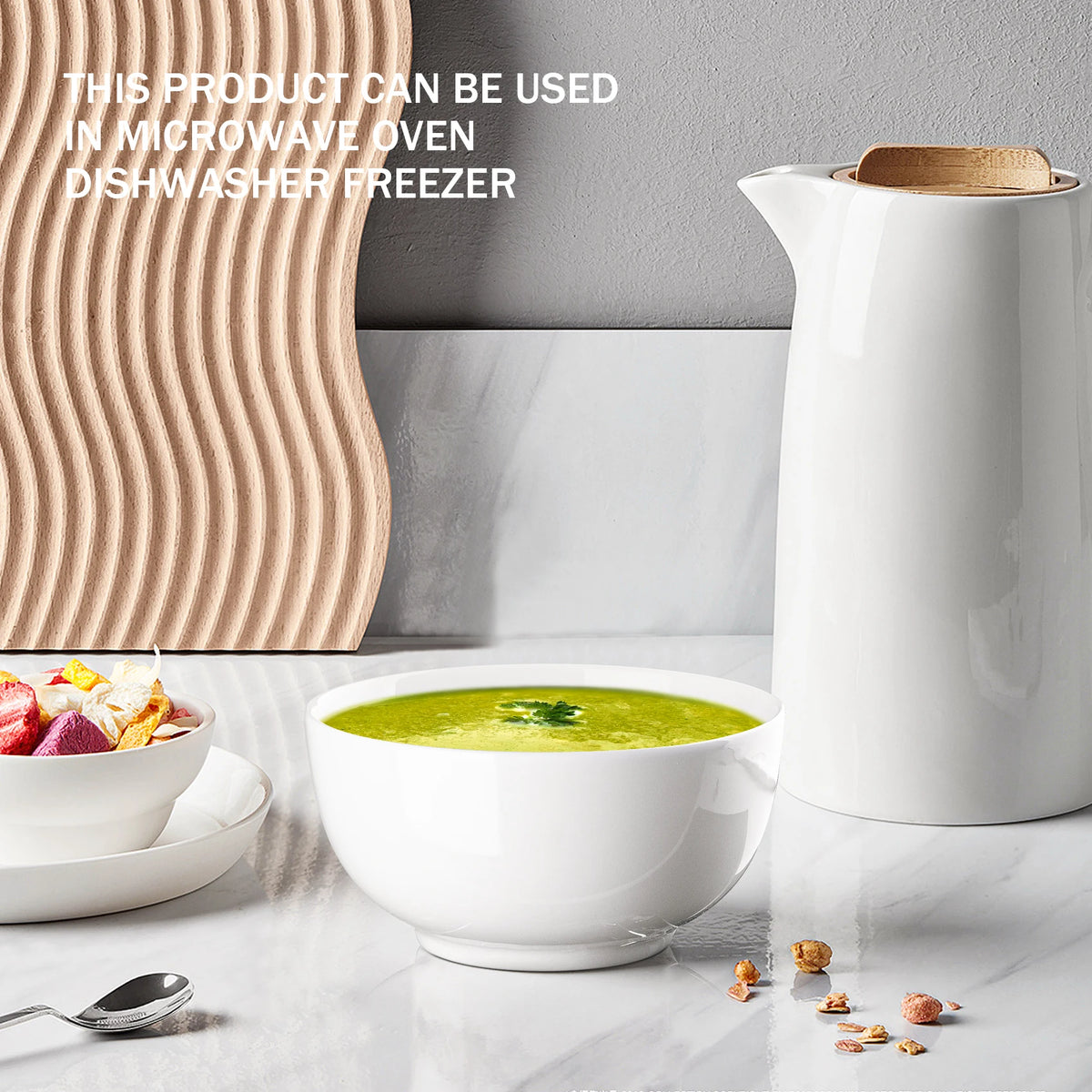 Porcelain Bowls for Cereal, Soup, Salad and Pasta, Microwave Safe