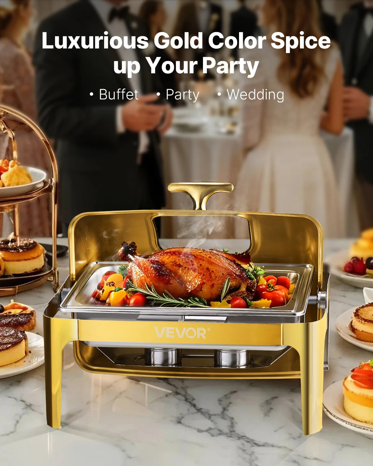 SucceBuy Stainless Steel Roll Top Chafing Dish Buffet Server