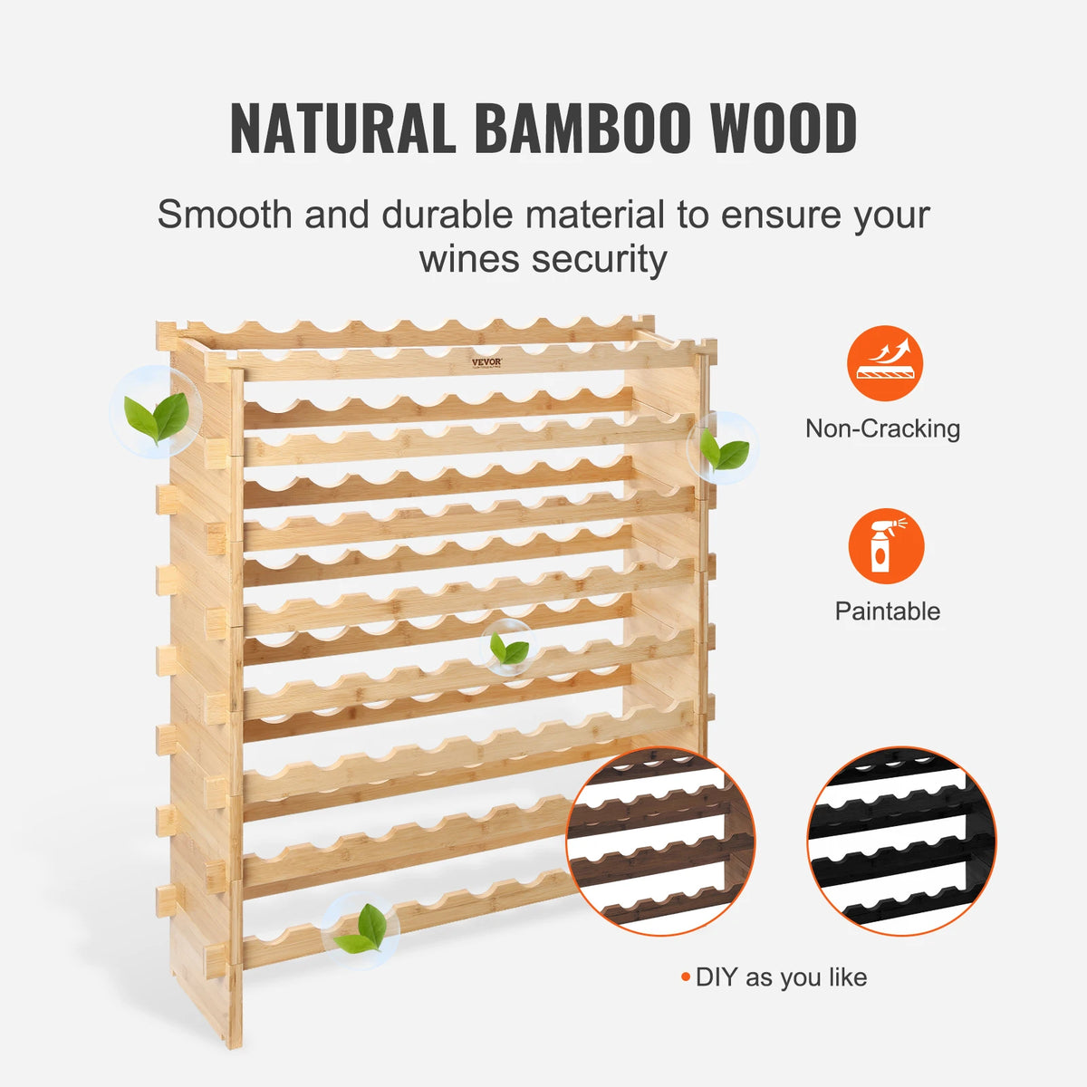 SucceBuy Stackable Bamboo Wine Rack For Kitchen Storage