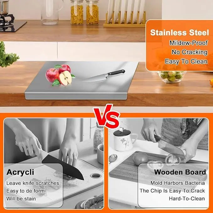 304 Stainless Steel Cutting Board With Lid And Non-Slip Pad