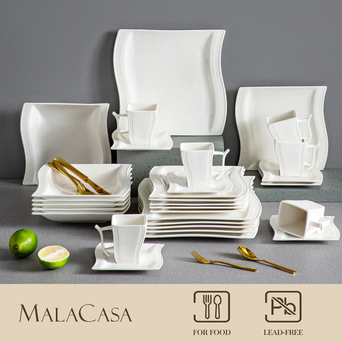 Malacasa Porcelain Dinner Set Complete Tableware Collection For Home