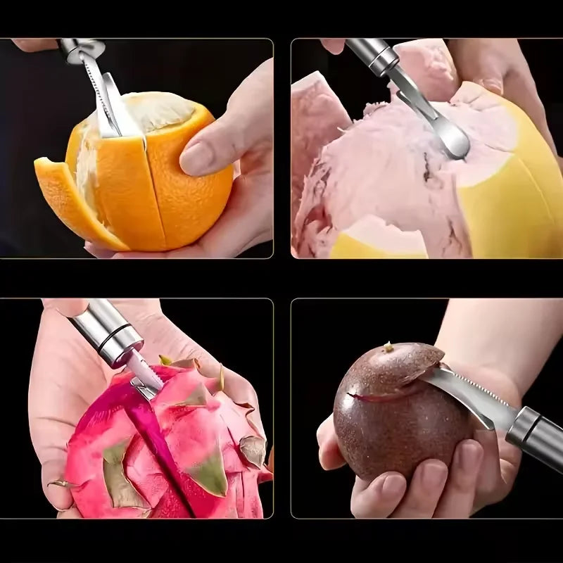 Stainless Steel Citrus Peeler Tool With Handle for Kitchen Use