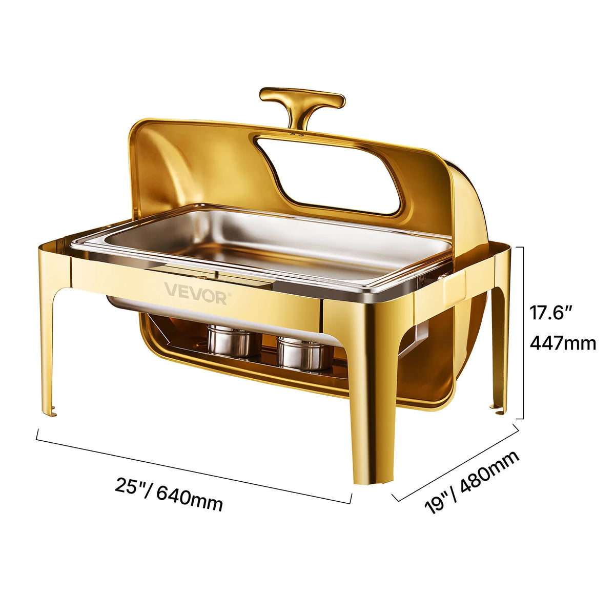 SucceBuy Stainless Steel Roll Top Chafing Dish Buffet Server