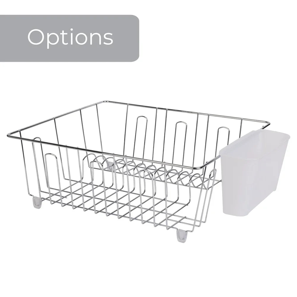 Compact Wire Dish Rack With Cutlery Holder For Kitchen Countertop