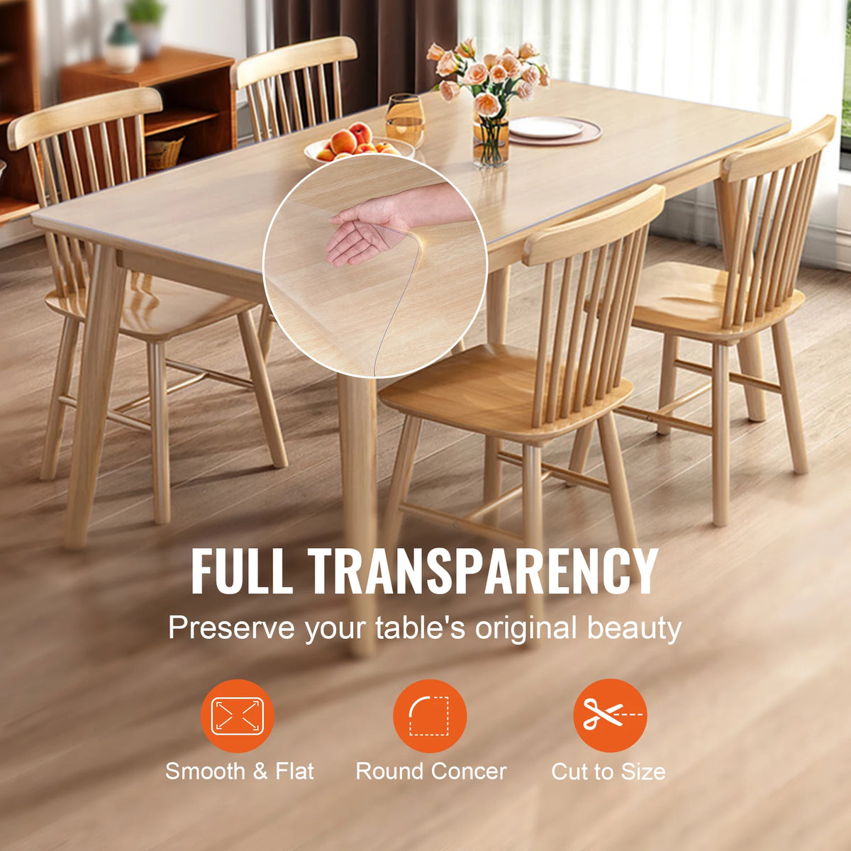 SucceBuy Waterproof PVC Tablecloth And Clear Table Protector
