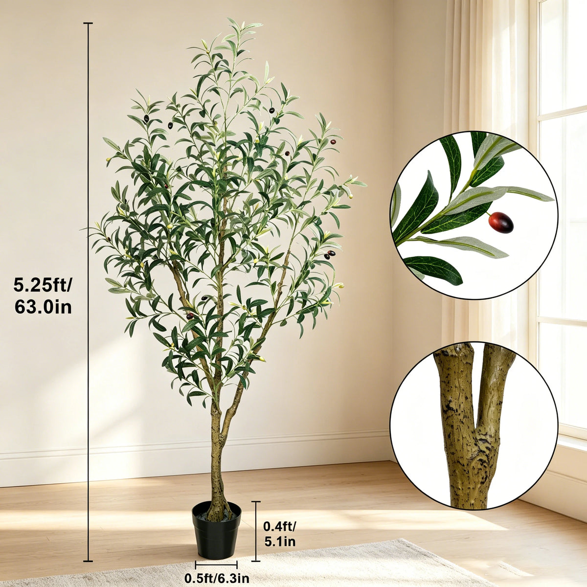 Olitree Artificial Olive Tree With Lifelike Fruit For Home Decor