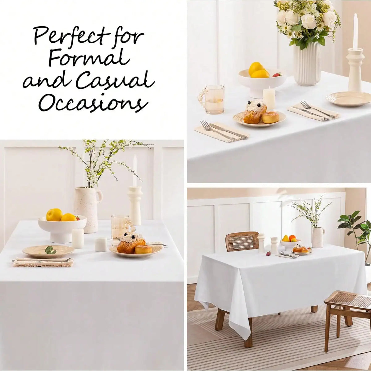 Six Piece Reusable Polyester Tablecloth Set for Weddings and Events