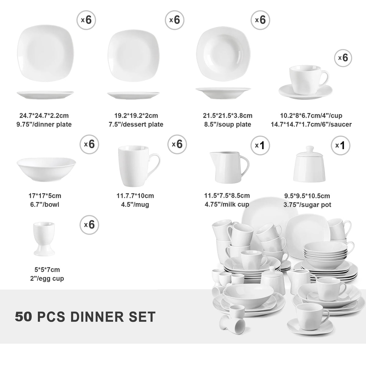 MALACASA Elisa Porcelain Dinnerware Set With Cups And Plates
