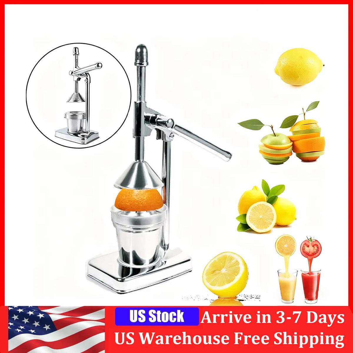 Manual Stainless Steel Citrus Juicer Press for Fresh Juice