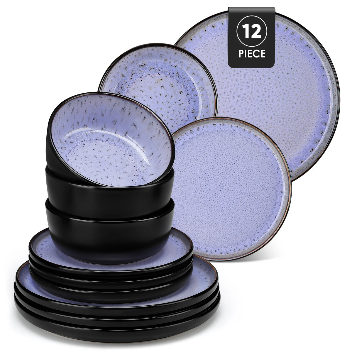 MALACASA Ceramic Dinnerware Set With Handmade Glazed Stoneware