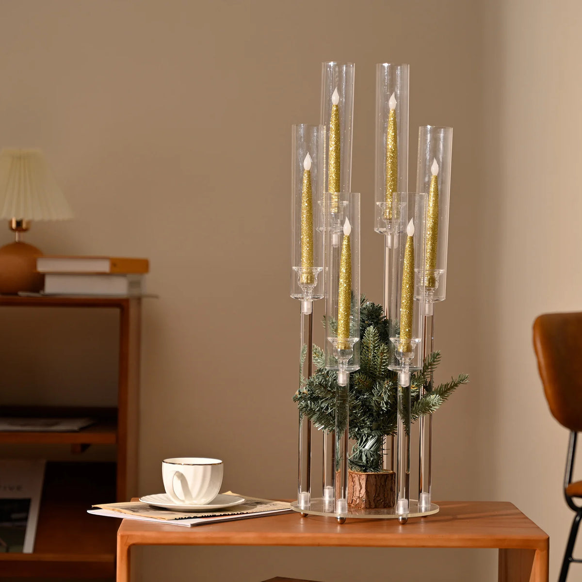 VINCIGANT Six Arm Candelabra Candle Holder For Wedding Party Decor