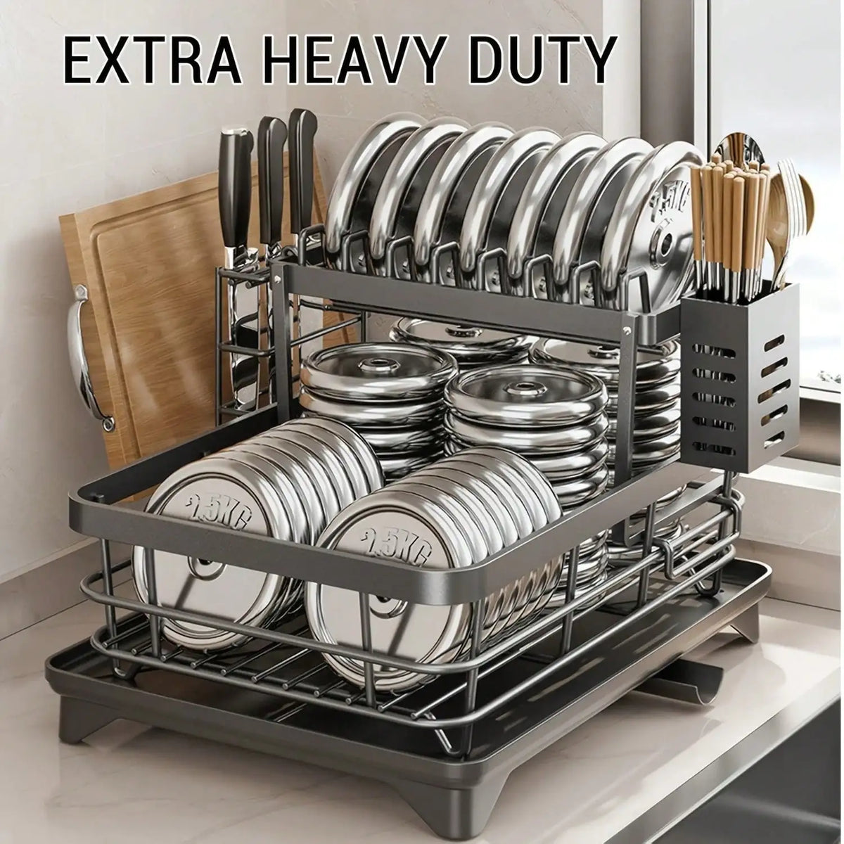 Retractable Stainless Steel Dish Rack With Pot Cup Storage