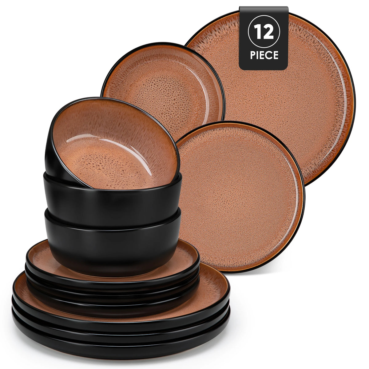 MALACASA Ceramic Dinnerware Set With Handmade Glazed Stoneware
