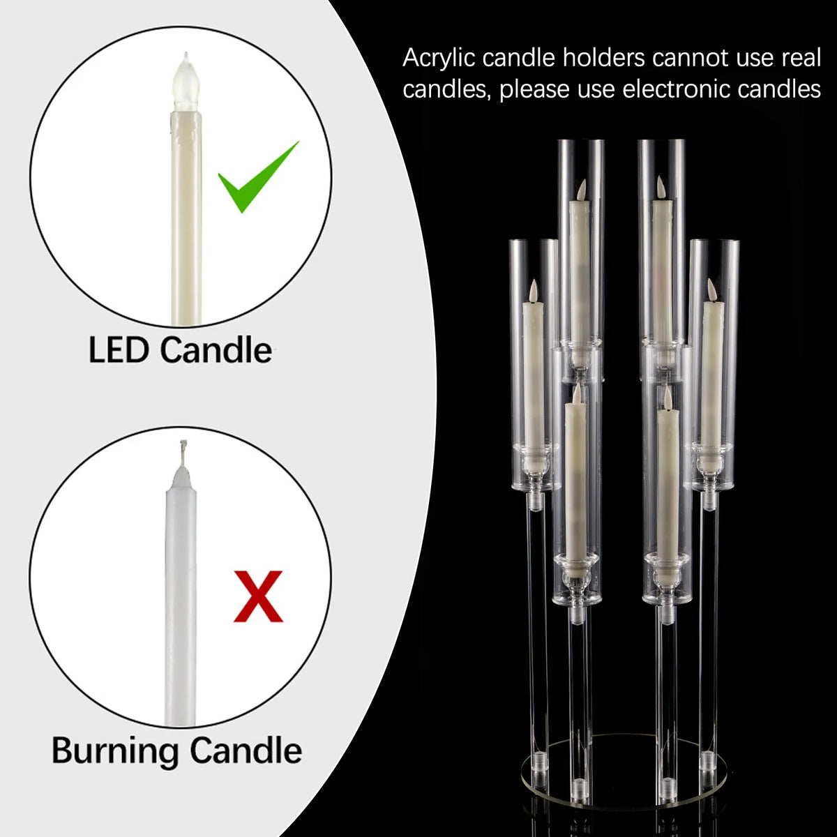 VINCIGANT Six Arm Candelabra Candle Holder For Wedding Party Decor