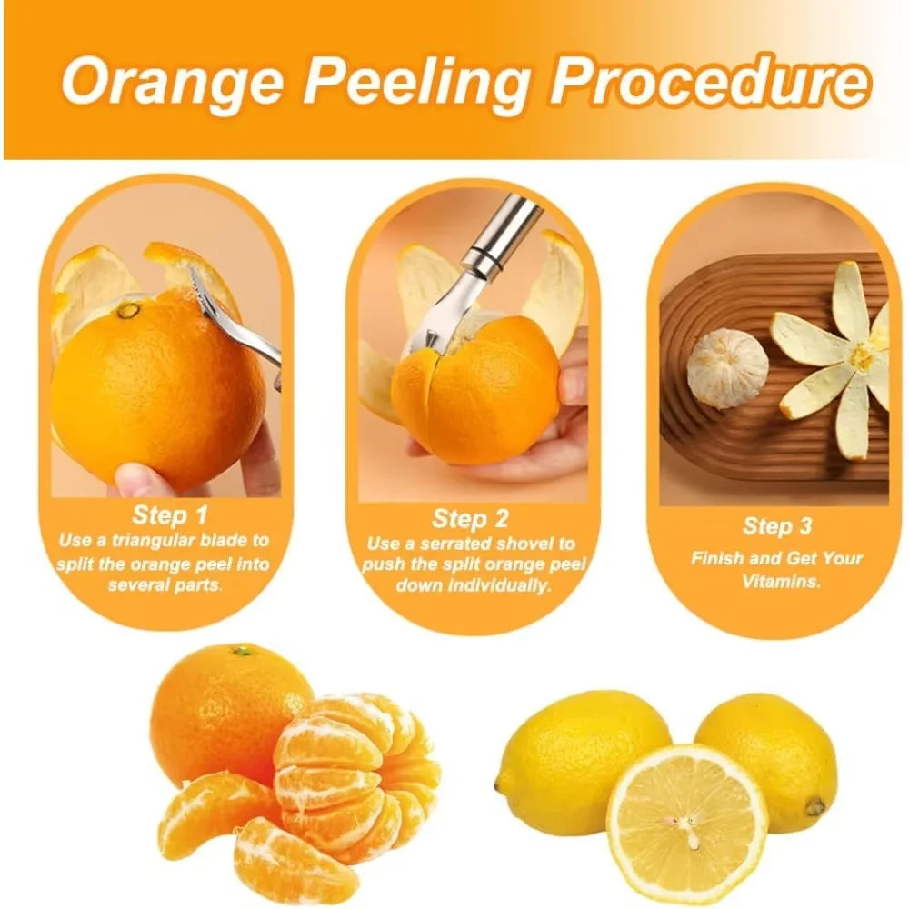 Stainless Steel Citrus Peeler Tool With Handle for Kitchen Use