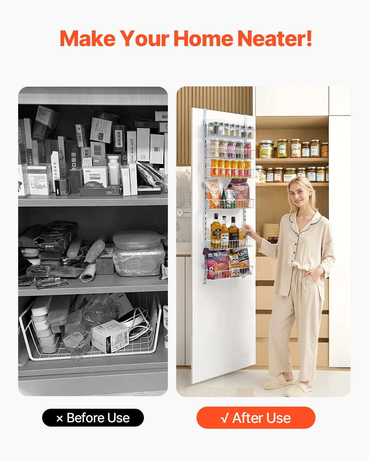 SucceBuy Over Door Pantry Organizer Heavy Duty Spice Rack