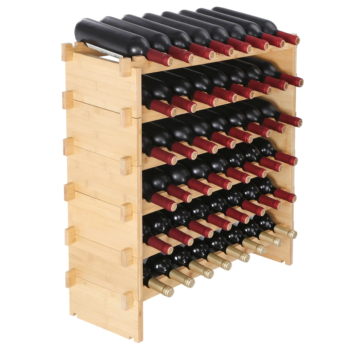 SucceBuy Stackable Bamboo Wine Rack For Kitchen Storage