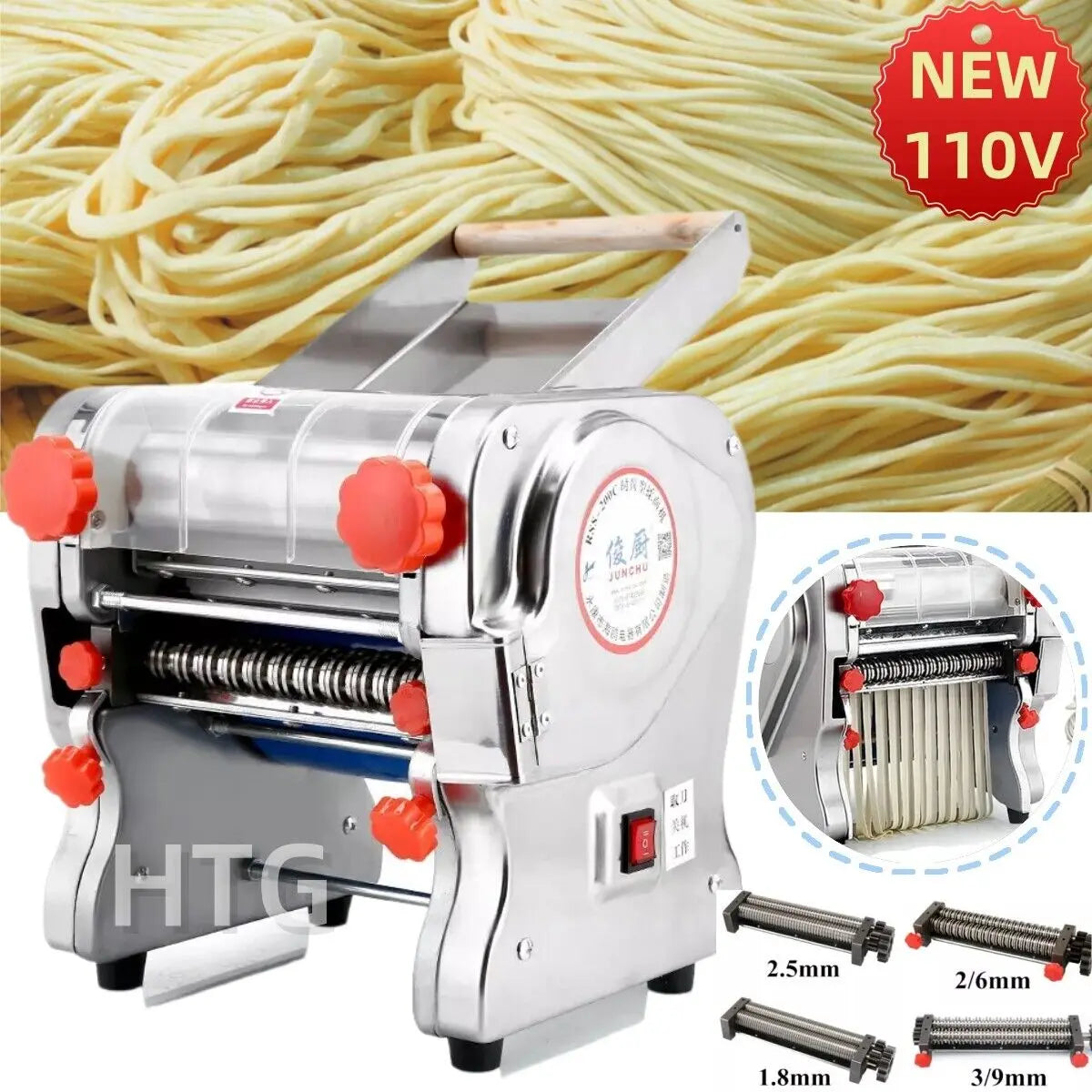 Electric Stainless Steel Pasta Maker With Dual Noodle Cutters