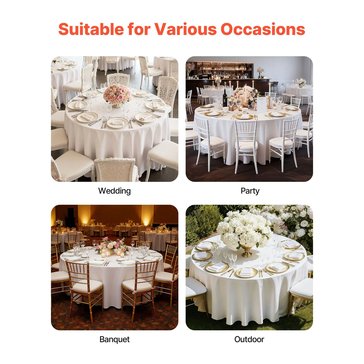 Reusable Washable Round Tablecloths For Weddings Parties And Banquets