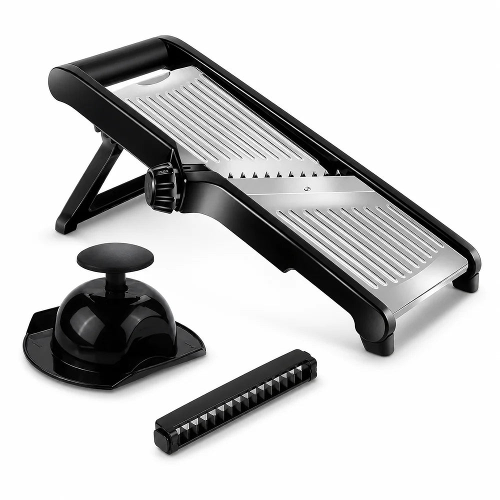 Adjustable Mandoline Slicer With Food Holder And Julienne Cutter blades