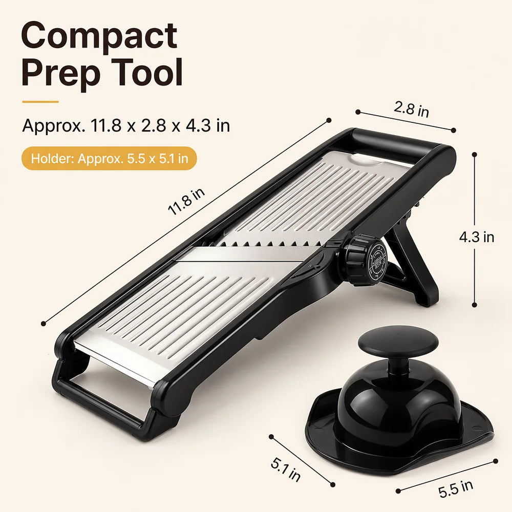 Adjustable Mandoline Slicer With Food Holder And Julienne Cutter blades