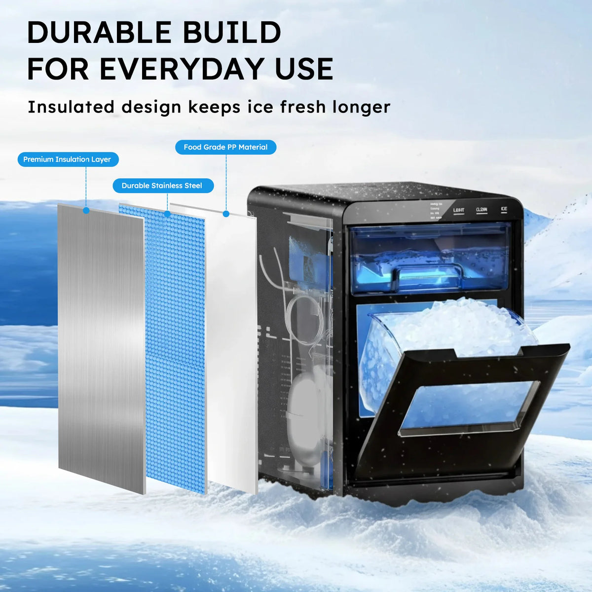 SHICUO Countertop Nugget Ice Maker With Self Cleaning Function