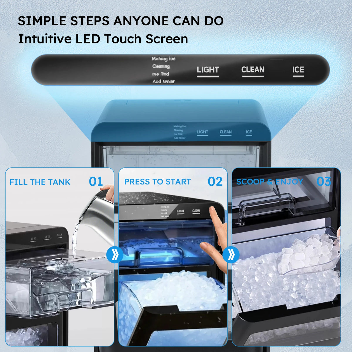 SHICUO Countertop Nugget Ice Maker With Self Cleaning Function