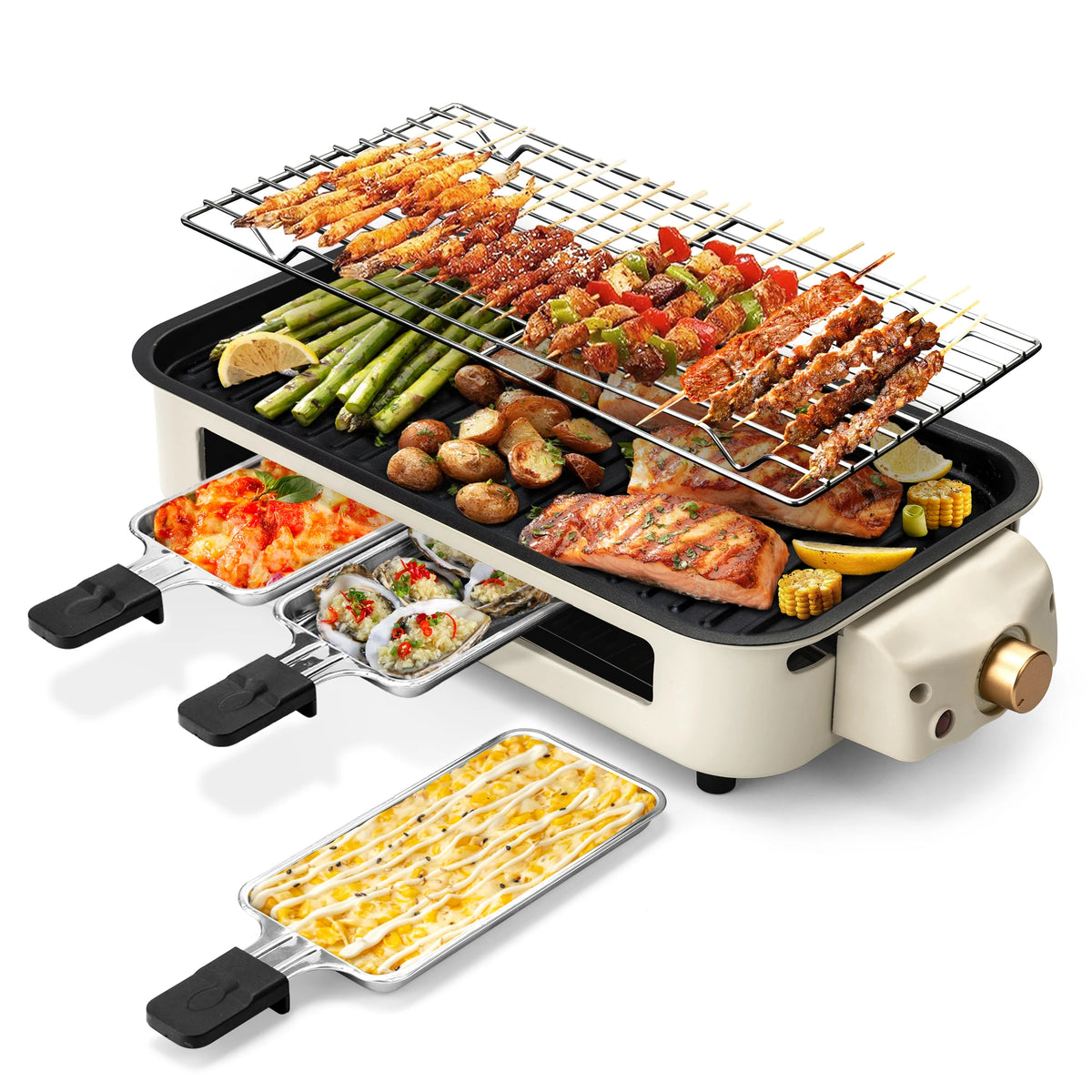 Sumetas Smokeless Electric Grill With Removable Griddle And Tray