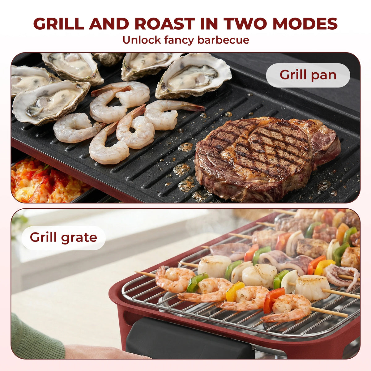 Sumetas Smokeless Electric Grill With Removable Griddle And Tray