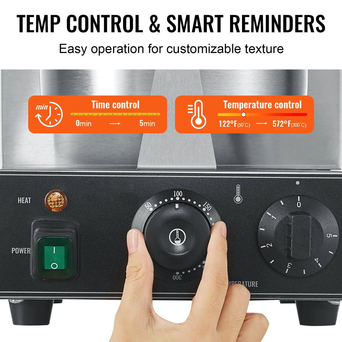 SucceBuy Commercial Belgian Waffle Maker With Adjustable Time Control