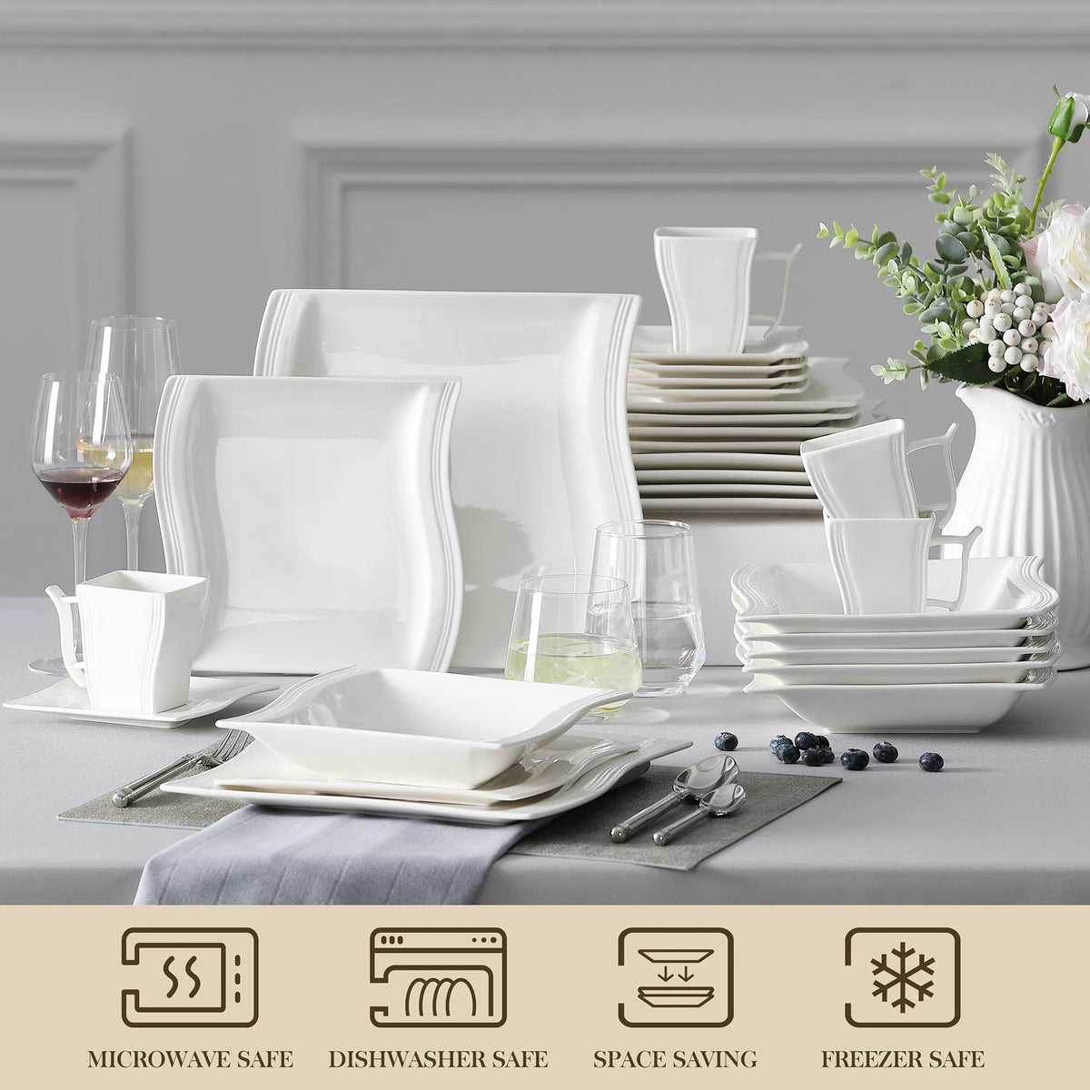 Malacasa Porcelain Dinner Set Complete Tableware Collection For Home