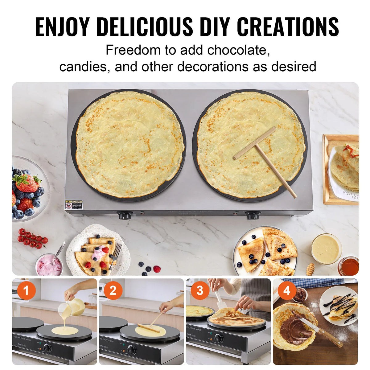 SucceBuy Commercial Electric Crepe Maker With Dual Cooking Plates