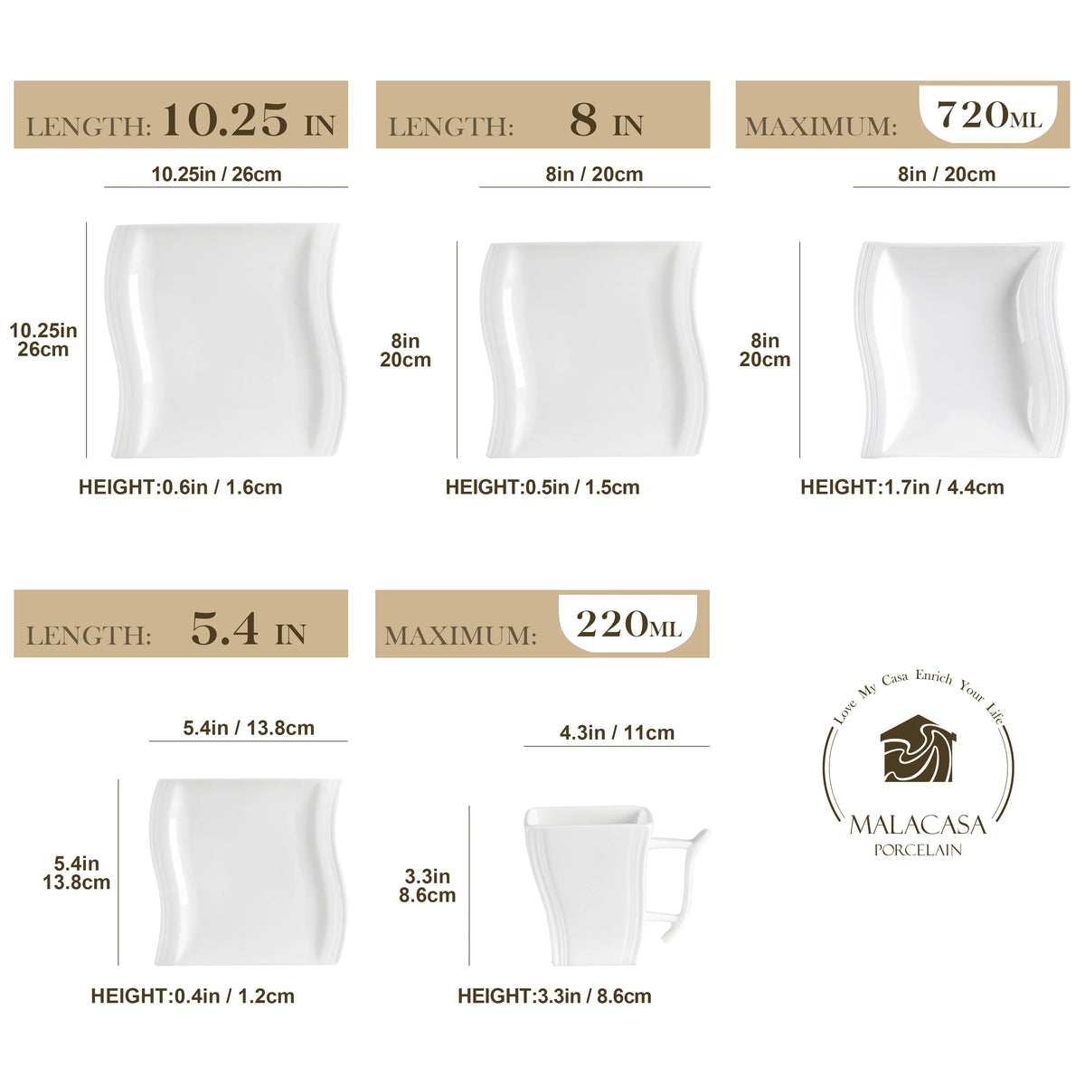 Malacasa Porcelain Dinner Set Complete Tableware Collection For Home