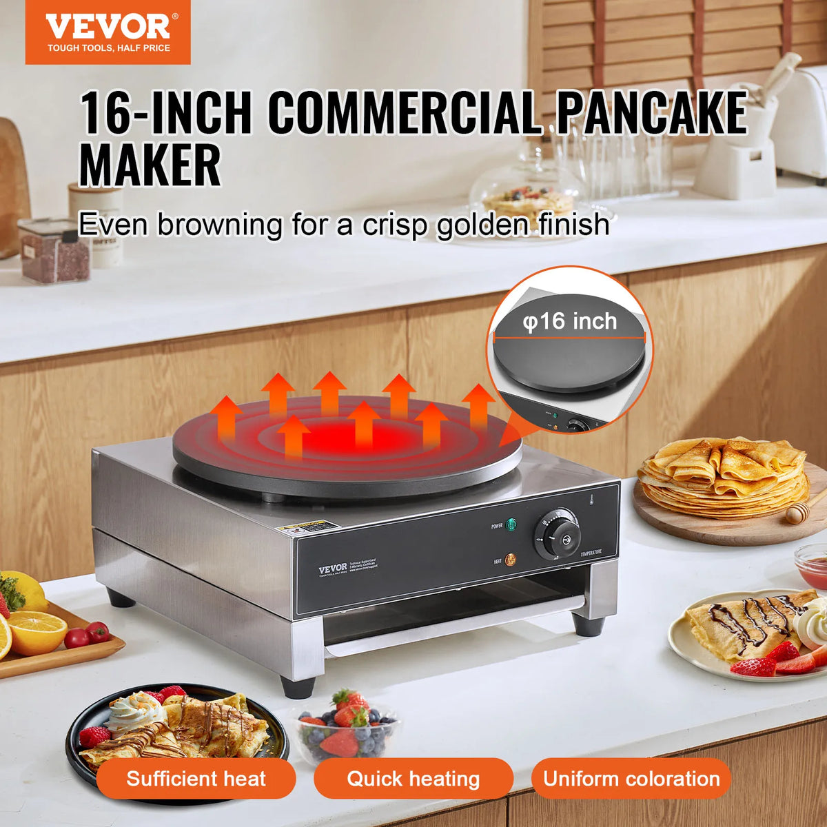 SucceBuy Electric Crepe Maker Nonstick Commercial Pancake Griddle