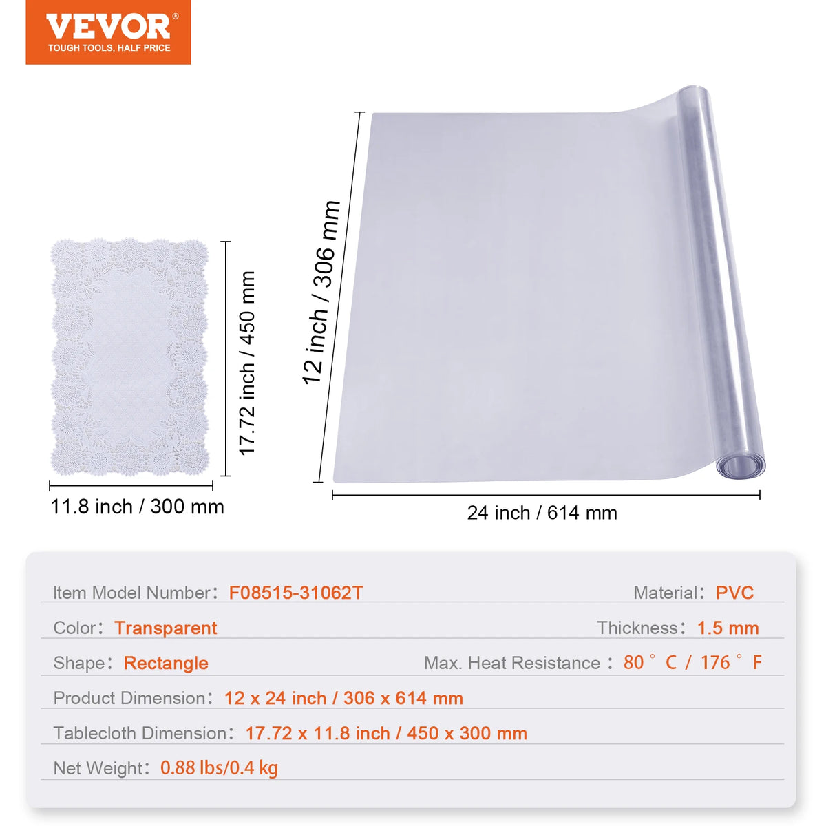 SucceBuy Waterproof PVC Tablecloth And Clear Table Protector