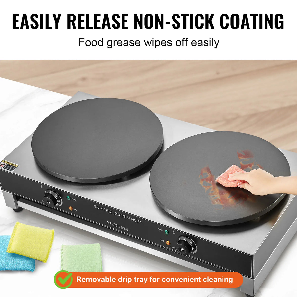 SucceBuy Commercial Electric Crepe Maker With Dual Cooking Plates