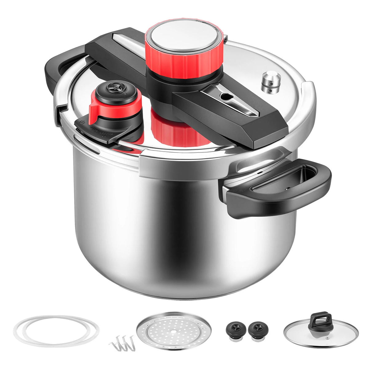 Succebuy Stainless Steel Pressure Cooker With Glass Lid Rack