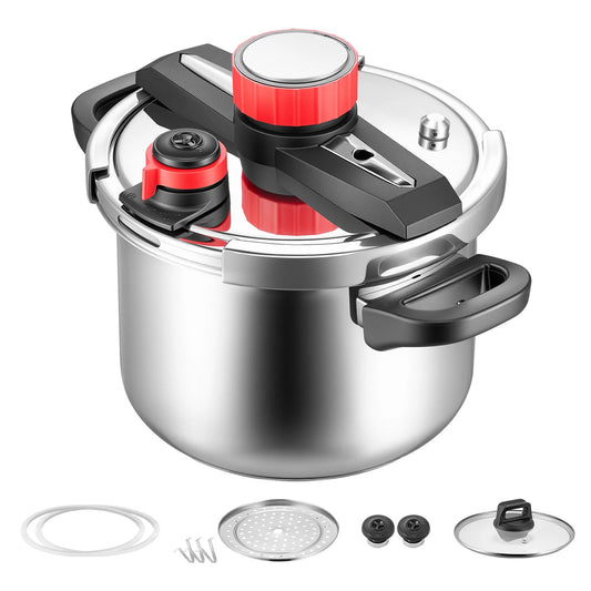 Succebuy Stainless Steel Pressure Cooker With Glass Lid Rack