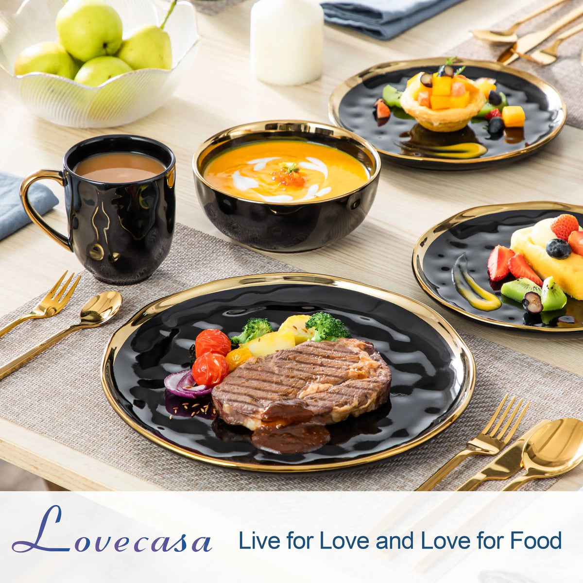 MALACASA Ceramic Dinnerware Set With Plates Bowls And Cups