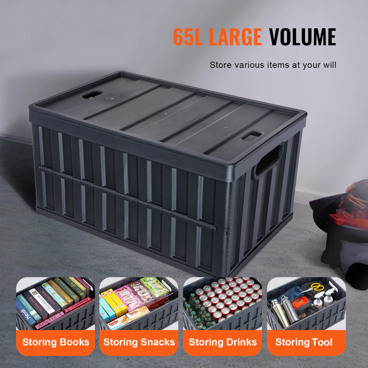SucceBuy Collapsible Stackable Storage Bins With Lids For Home